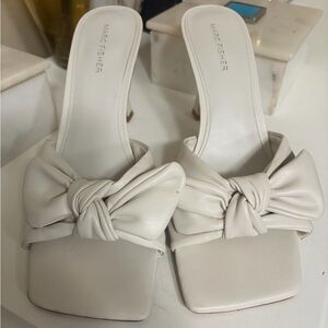 Marc Fisher White Knotted Demar Heels
